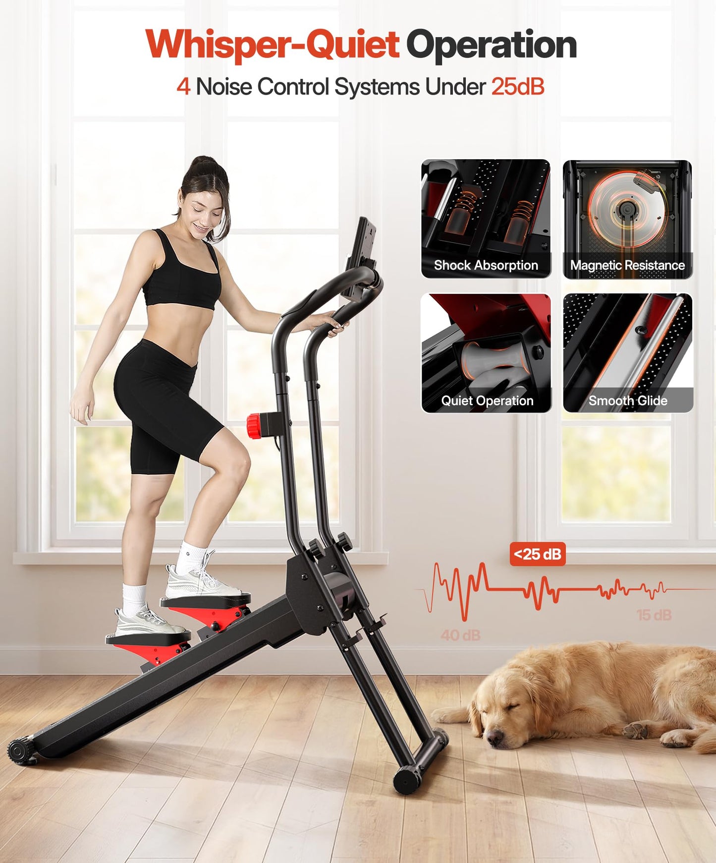 YOLEO Magnetic Stair Stepper for Home, 16-Level Resistance up to 130LB, Folding Stair Climber with 28'' Stride, Quiet Cardio Stair Machine with HR Sensor & 660LB Capacity
