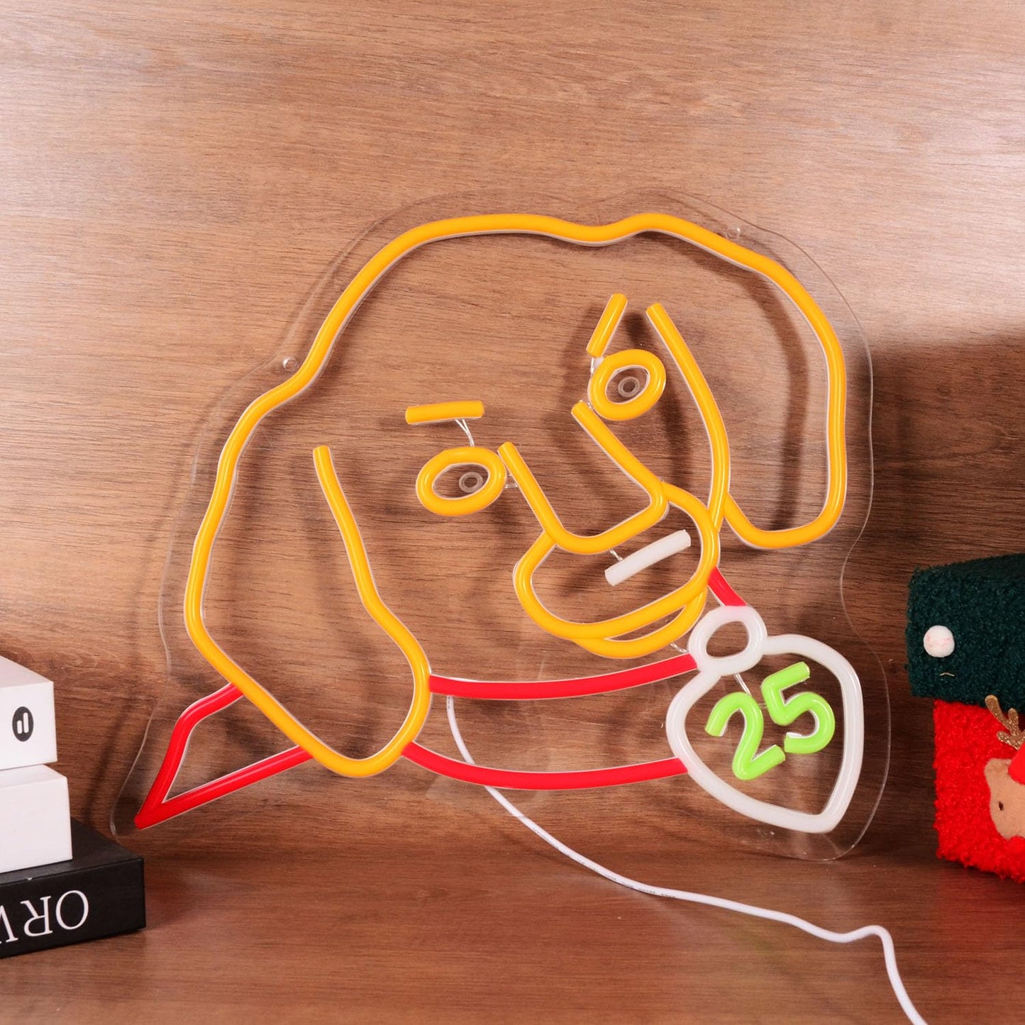 Dachshund Face LED Neon Signs Cute Doxie's Head for December 25th Christmas Day Xmas Party Decoration Dog Light Lamp Gifts for Kids Children Friends Family Animal Lovers