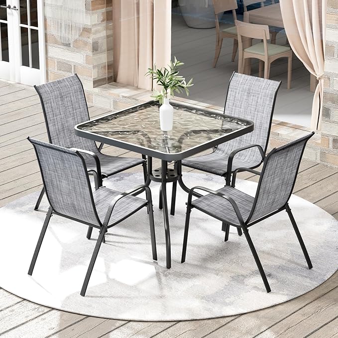 Arlopu 5 Piece Outdoor Patio Dining Set, Porch Furniture