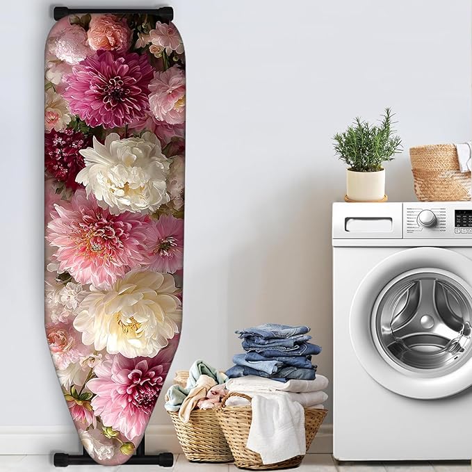 Nuxovilar Soft Pink & White Floral Pattern Ironing Board Cover, 15×54 inch