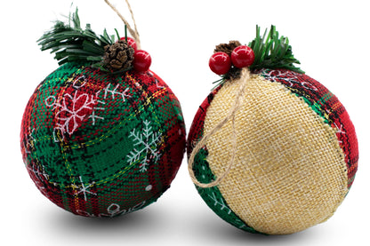 12 Piece Rustic Christmas Tree Ornaments, Farmhouse Christma Decoration, Natural Jute Burlap Christmas Ball