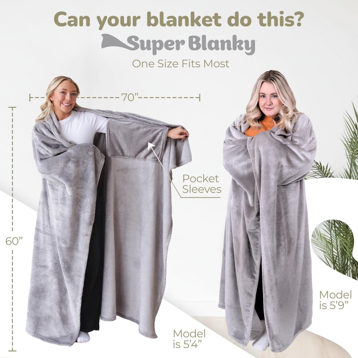 Super Blanky Wearable Blankets for Women, Comfy Wearable Blanket Men, Cozy Gifts for Women, Dorm Room Essentials, Graduation Gift for Her Girlfriend, Gifts for Wife Birthday Gift Ideas, Aspen Gray