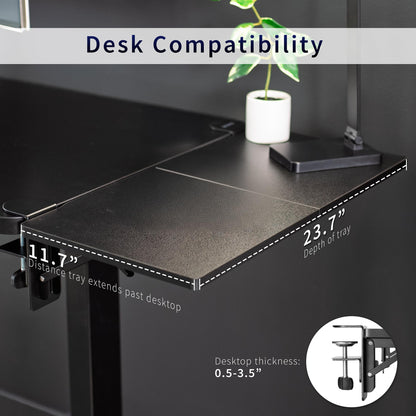 VIVO Clamp-on 6 x 9 inch (11 Including Clamps) Desk Extender, Wrist Support, Armrest Tray, Table Mount for Sit Stand Desks, Black, DESK-EXT09