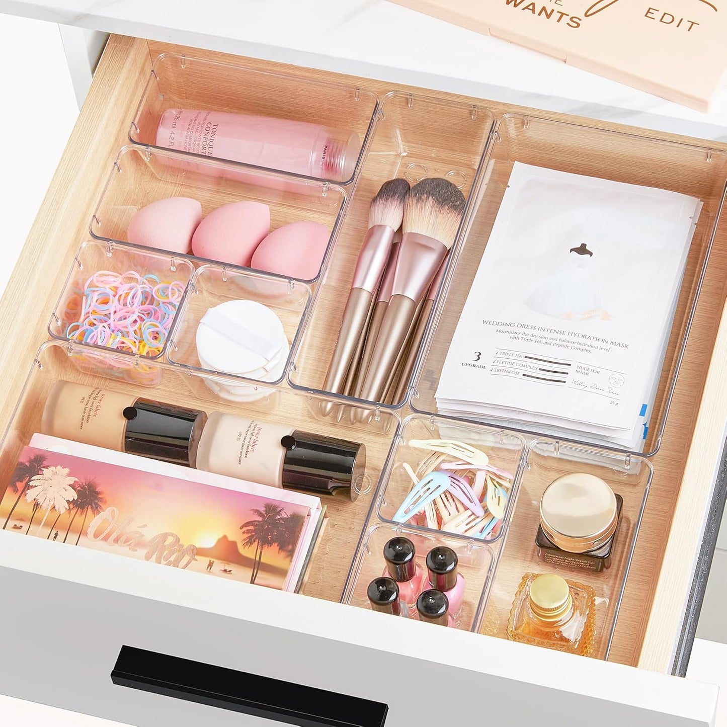 Vtopmart 25 Pack Drawer Organiser, 4-Size Makeup Organizer Trays for Vanity, Bathroom, Desk, Office, Bedroom