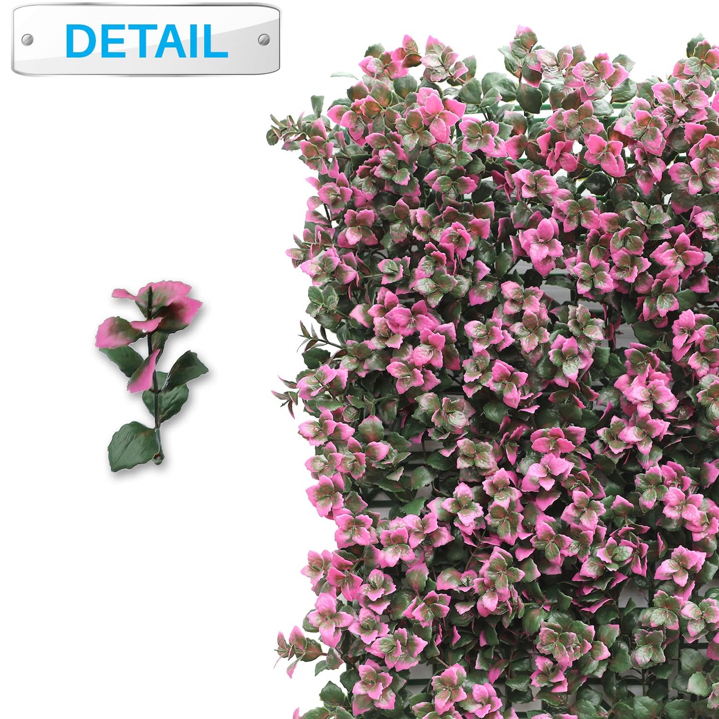 Patio Paradise 20"x20" (6PC) Artificial Grass Wall Panels Greenery Backdrop Faux Boxwood Hedge Fake Ivy Privacy Screen for Outdoor Wedding Décor Photography Background, Pink Reineckea Carnea