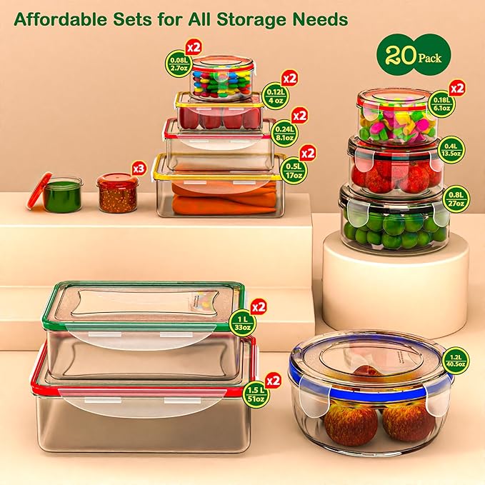 40 Pcs Food Storage Containers