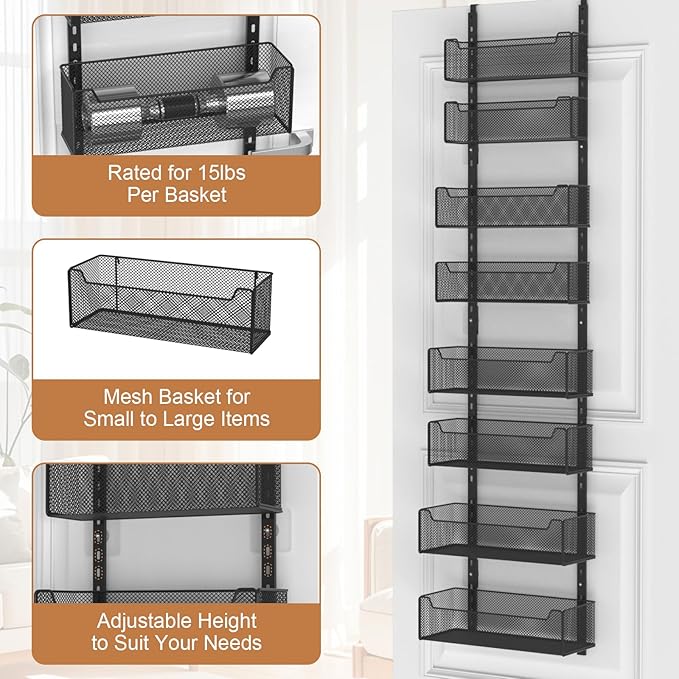 Over The Door Organizer, 8-tier Metal Door Organizer Hanging