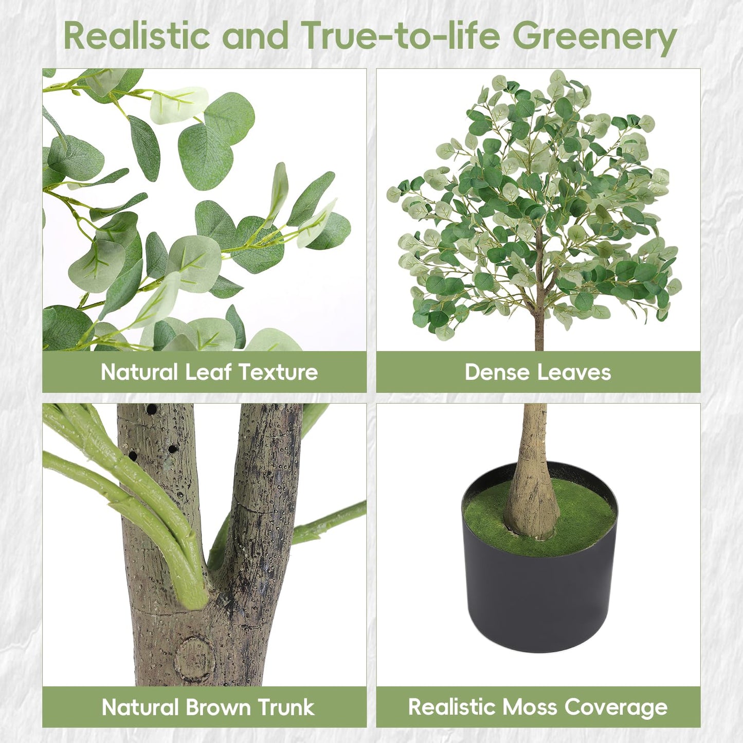 5ft Artificial Eucalyptus Tree, Realistic Faux Potted Plant with Nursery Pot, Full & Lush Greenery for Home Office Living Room Floor Decor