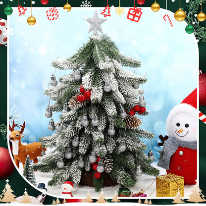 RoundFunny 25 Pcs Mini Valentine's Day Ornaments Set 0.79 Inch Glitter Valentine's Day Ball Tree Topper Star Hanging Ornaments for Party Decoration(Silver)