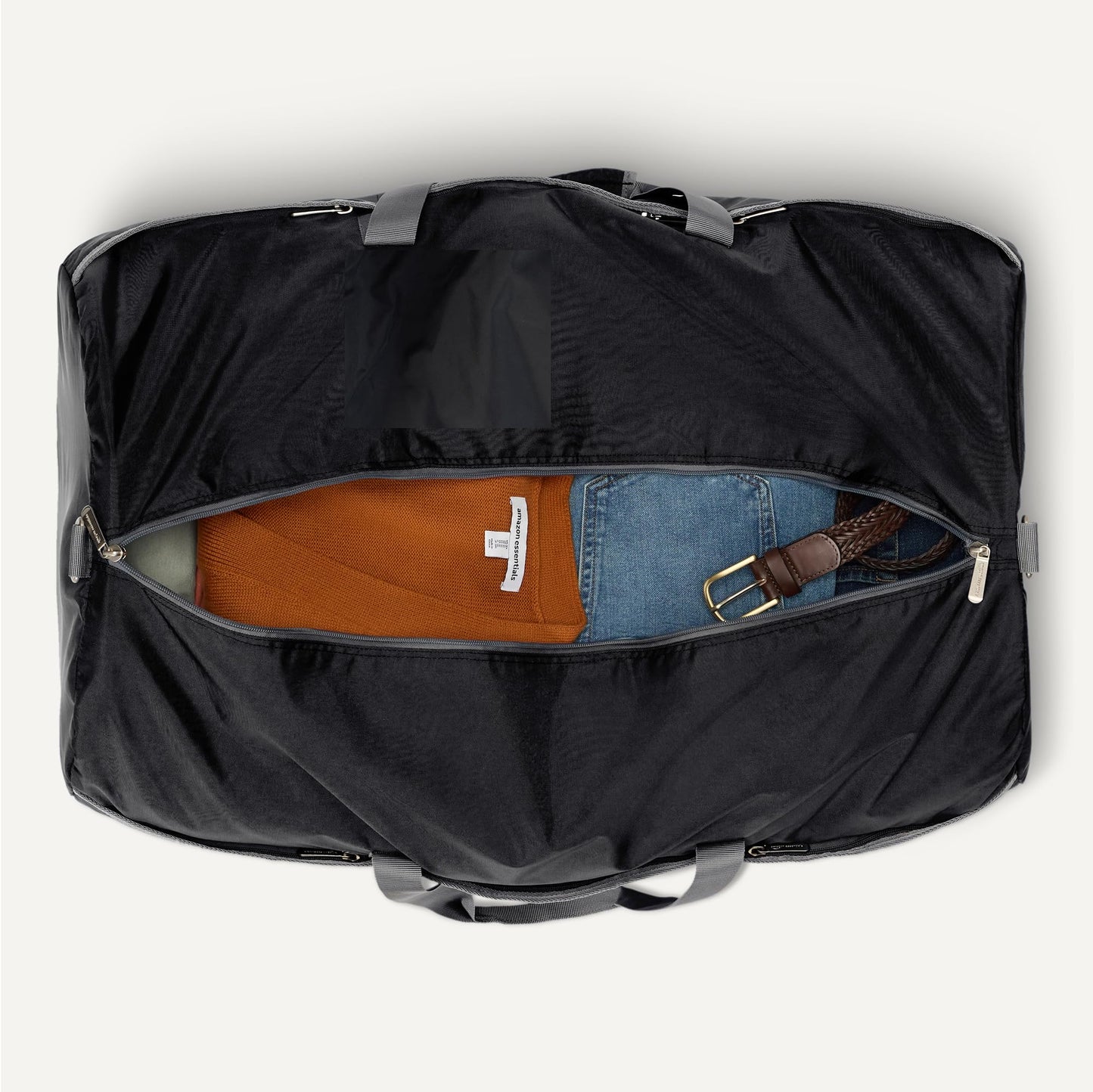Amazon Essentials Extra Large Foldable Nylon Duffel Bag for Travel/Storage with Zippered Pockets, 32.4", 150L, 50-LBS Capacity, Black (Previously Amazon Basics)