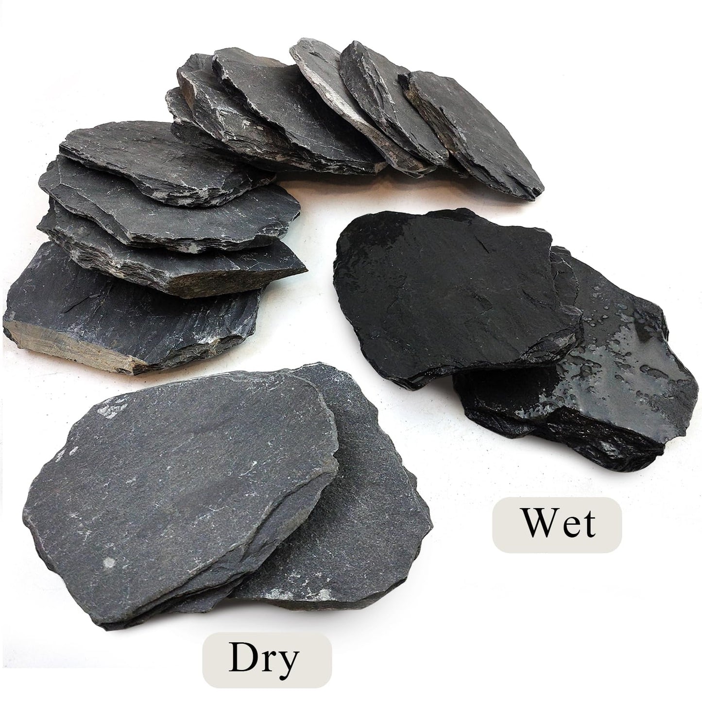 YISZM Slate Rock for Aquarium, 5-7 Inch Polished Natural Stone Rocks, Fish Tank Decor, Aquascaping Rocks, Safe for Aquariums, Terrariums, 10 lbs