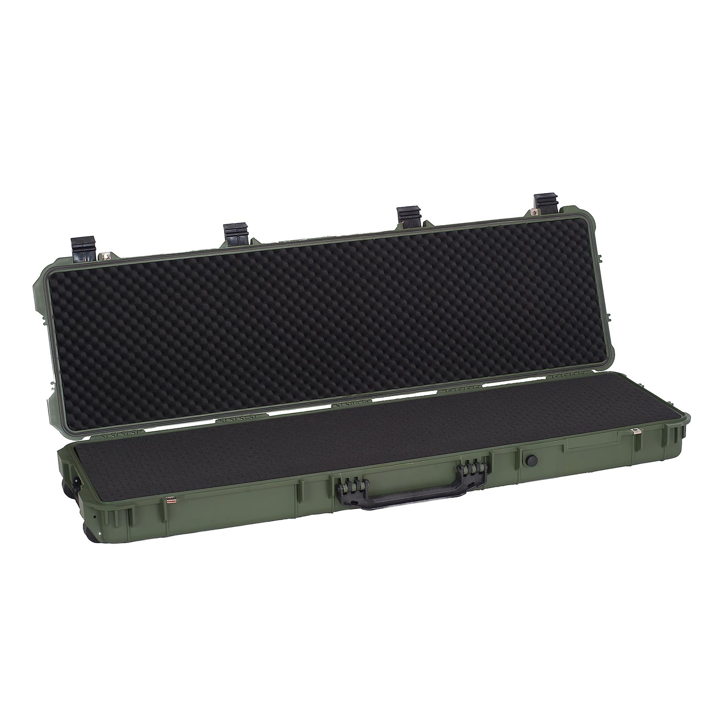MEIJIA Portable IP67 Waterproof All Weather Hard Rifle Case with Rolling Wheels,Customizable Fit Foam Inserted,Soft Grip Handle,53x16.14x6.1inches (Green)