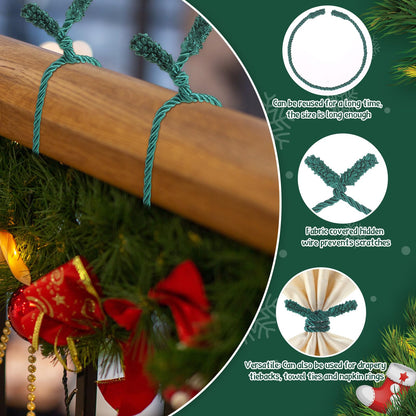 Zhengmy 24 Pcs Christmas Garland Ties Extra Long 30'' 25'' 20'' Green Decorative Twist Tie for Banister Reusable Flexible Twist Tie for Garland Stairway Railing Home Xmas Holiday Decor