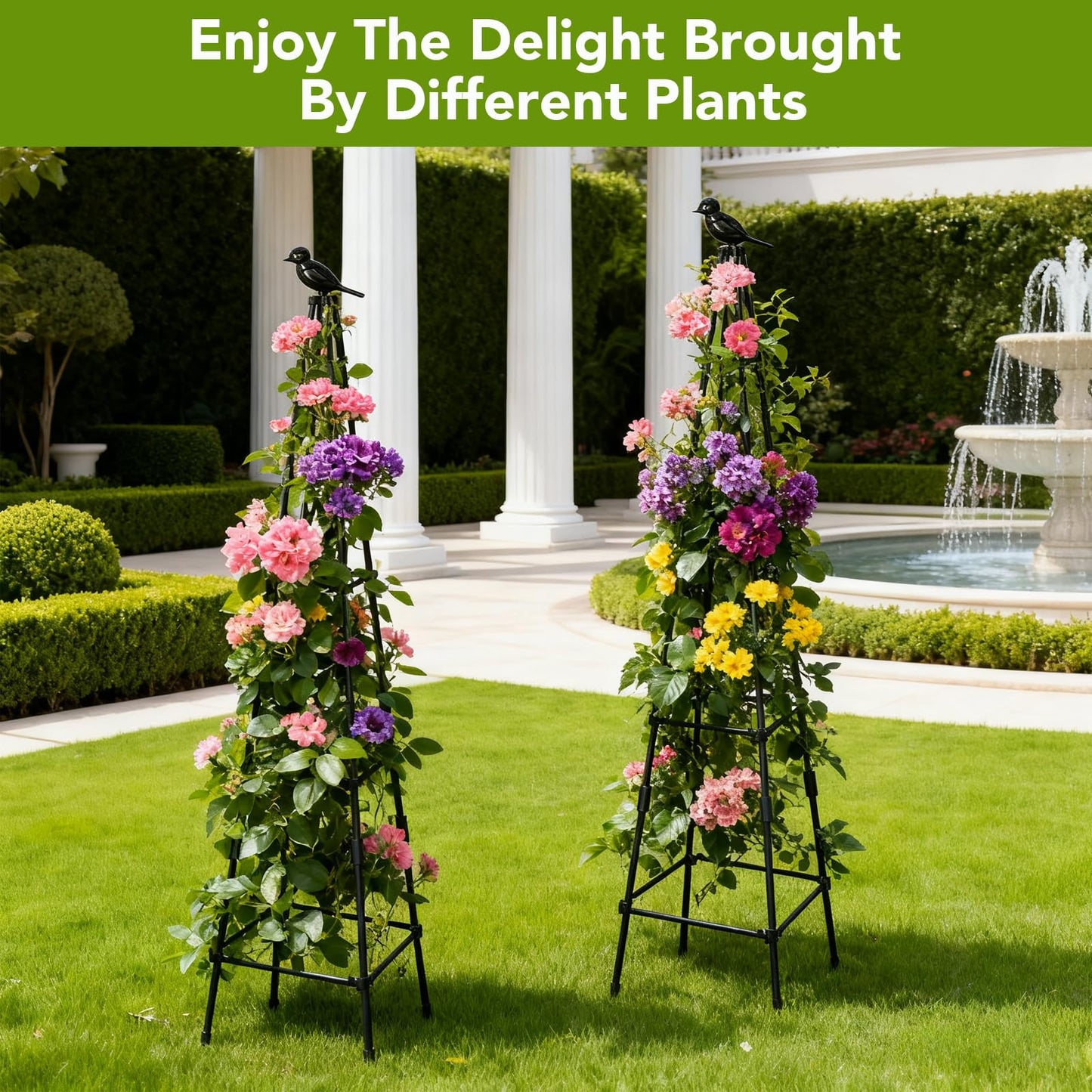 2 Pack Garden Trellis for Climbing Plants Outdoors, 70inch Tower Obelisk Trellis for Potted Climbing Plants, Plant Support for Potted Flowers, Roses, Tomatoes, Cucumbers & Vegetables