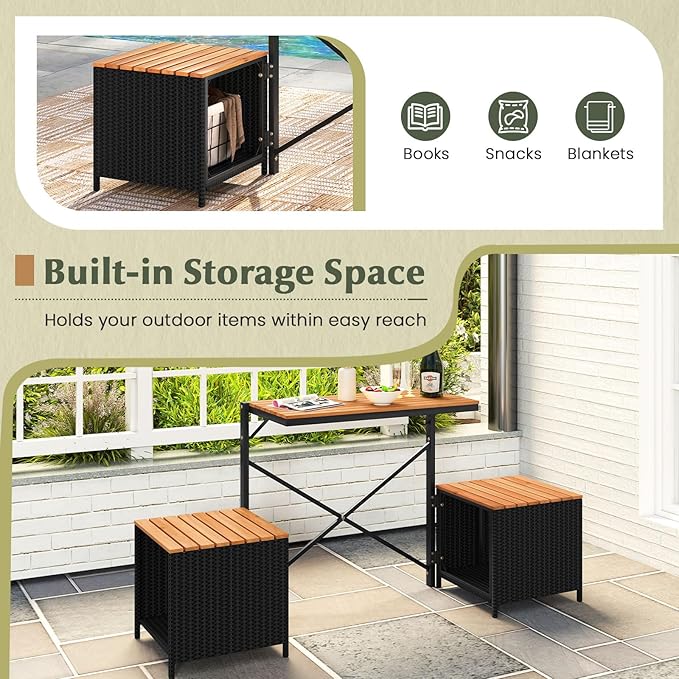 Tangkula 3-in-1 Convertible Bench Picnic Table, Outdoor Folding Table and