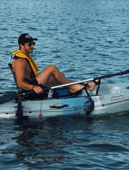 Upgraded Brooklyn 12.0 Single Pedal Kayak by BKC, Lightweight 12-Foot Sit-On-Top Pedal-Drive Kayak with Rudder, Stable Fishing & Touring Design, 440 lb Capacity, Storage Hatches (Storm Surge)