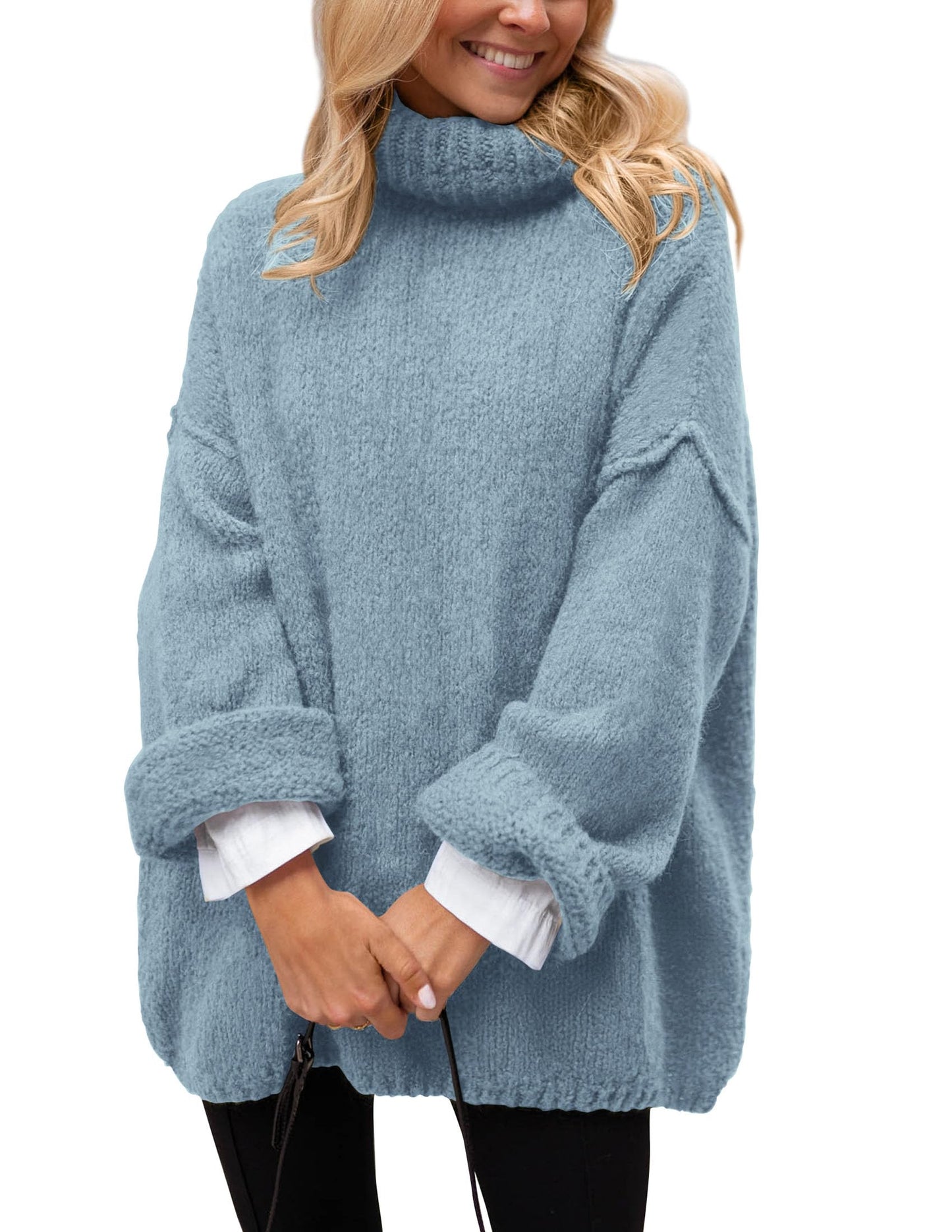 PRETTYGARDEN Oversized Sweaters for Women 2025 Chunky Turtleneck Sweater Fall Clothes Long Sleeve Tops Winter Clothing