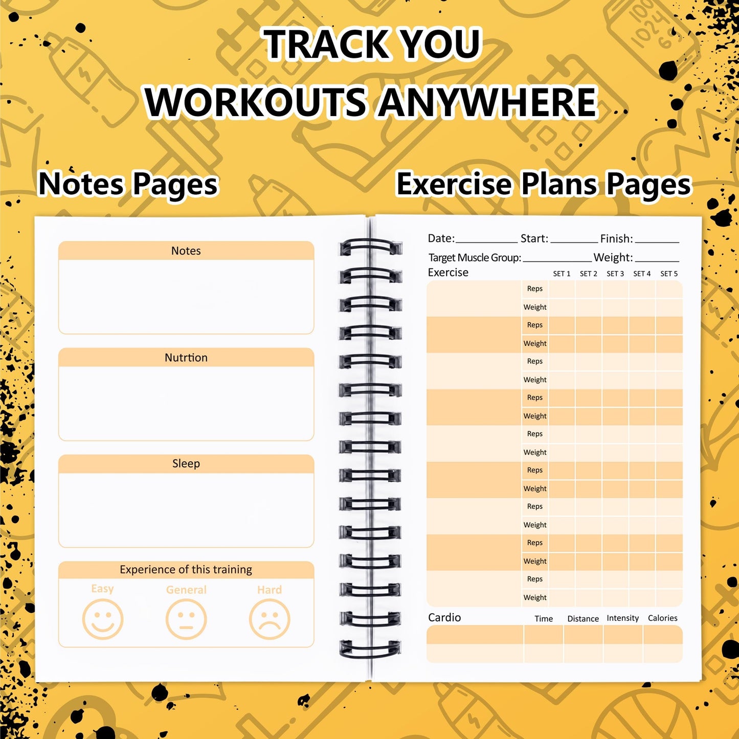 YHNTGB 3 PCS Fitness Tracker Journal Portable Workout Notebook 90-Day Exercise Planner for Record Your Daily Progress 5.5 x 3.93 inch