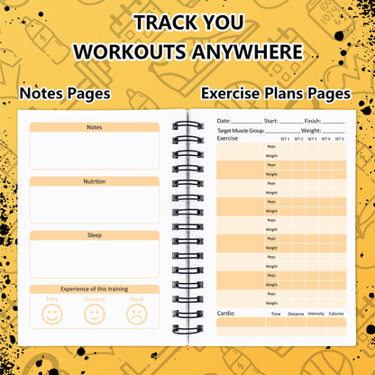 YHNTGB 3 PCS Fitness Tracker Journal Portable Workout Notebook 90-Day Exercise Planner for Record Your Daily Progress 5.5 x 3.93 inch