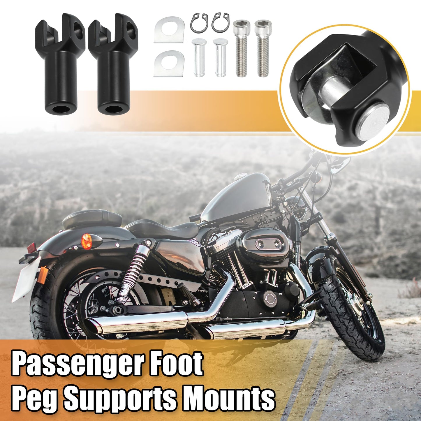 X AUTOHAUX Passenger Foot Peg Supports Mounts Clevis Kit Left and Right Motorcycle Footpeg for Harley Davidson Softail 2000-2006 Footrest Mounting Clevis Hardware Kit Black