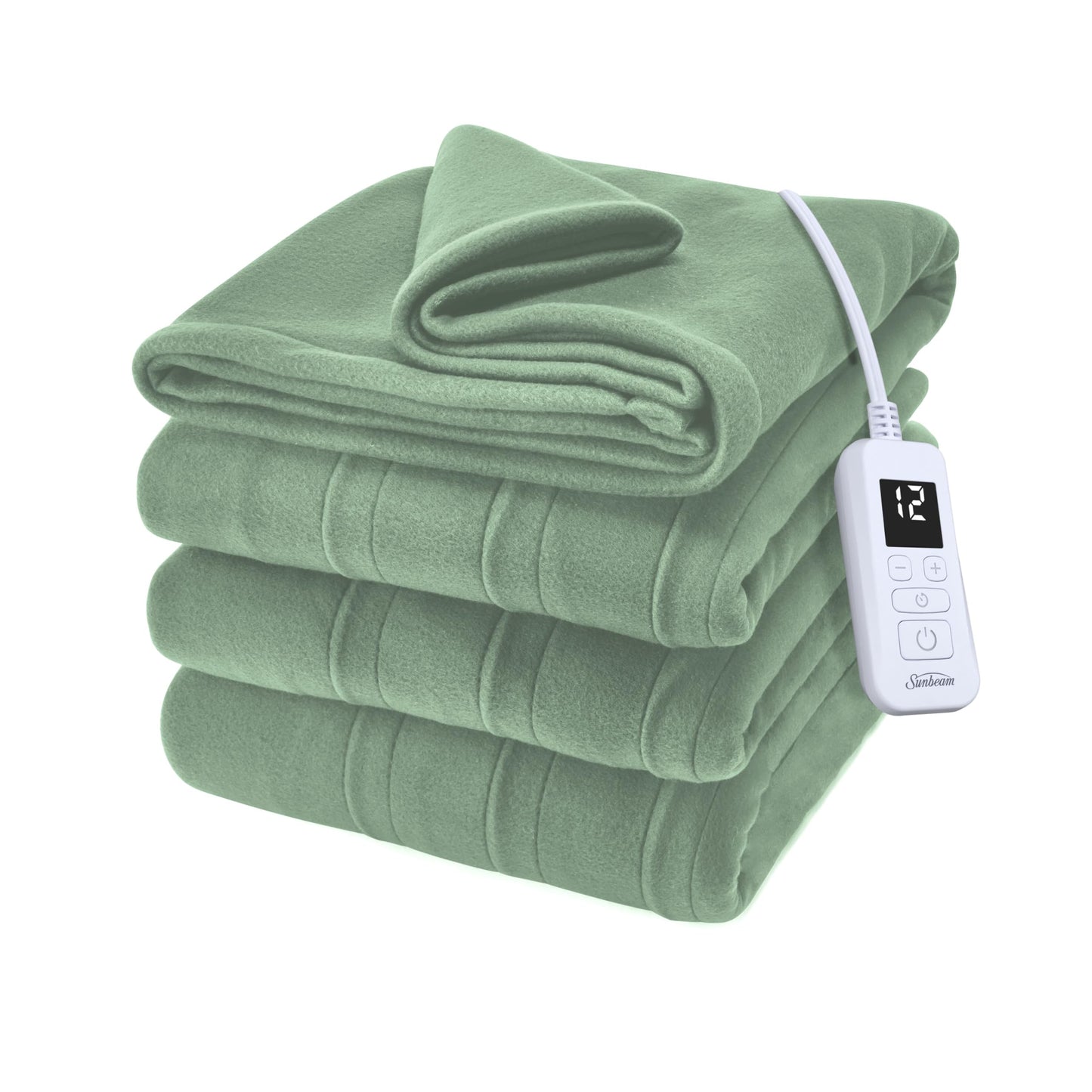 Sunbeam Royal Ultra Fleece Heated Electric Blanket King Size, 90" x 100", 12 Heat Settings, 12-Hour Auto Shut-Off, Machine Washable, Pebble Beige
