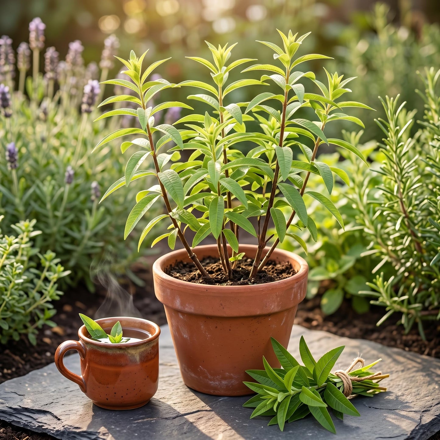 2 Lemon Verbena Plant, 4-Inch Tall Starter Herb, Non-GMO, Fast Growing Edible Herbs, Lemon Verbena Live Plant for Outdoor Garden Planting