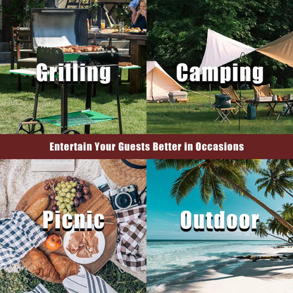 GUAGUA Ice Cooler Table - Portable Bar Table for Events Outdoor Cooler Stand with Drain for Parties Drink Foldable Picnic Table Party (WhiteA)