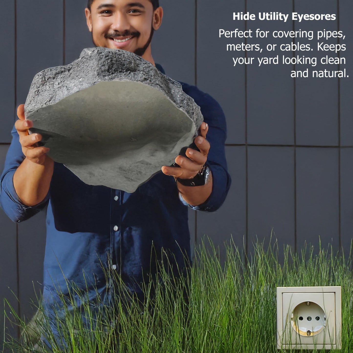 Gardenised Fake Garden Rock Cover Decorative Natural Texture Faux Stone for Outdoor Landscaping Ideal for Hiding Irrigation Valve Water Pump Pipe Electrical Boxes & Cable in Yard or Lawn, Nugget Rock