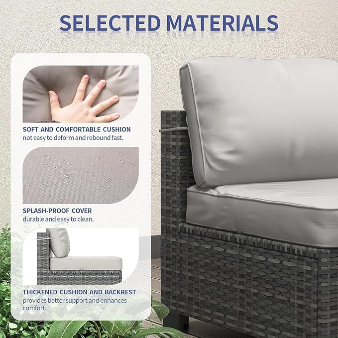 GarveeLife 7 Pieces Patio Furniture Set, Rattan Sectional Patio Sofa Set