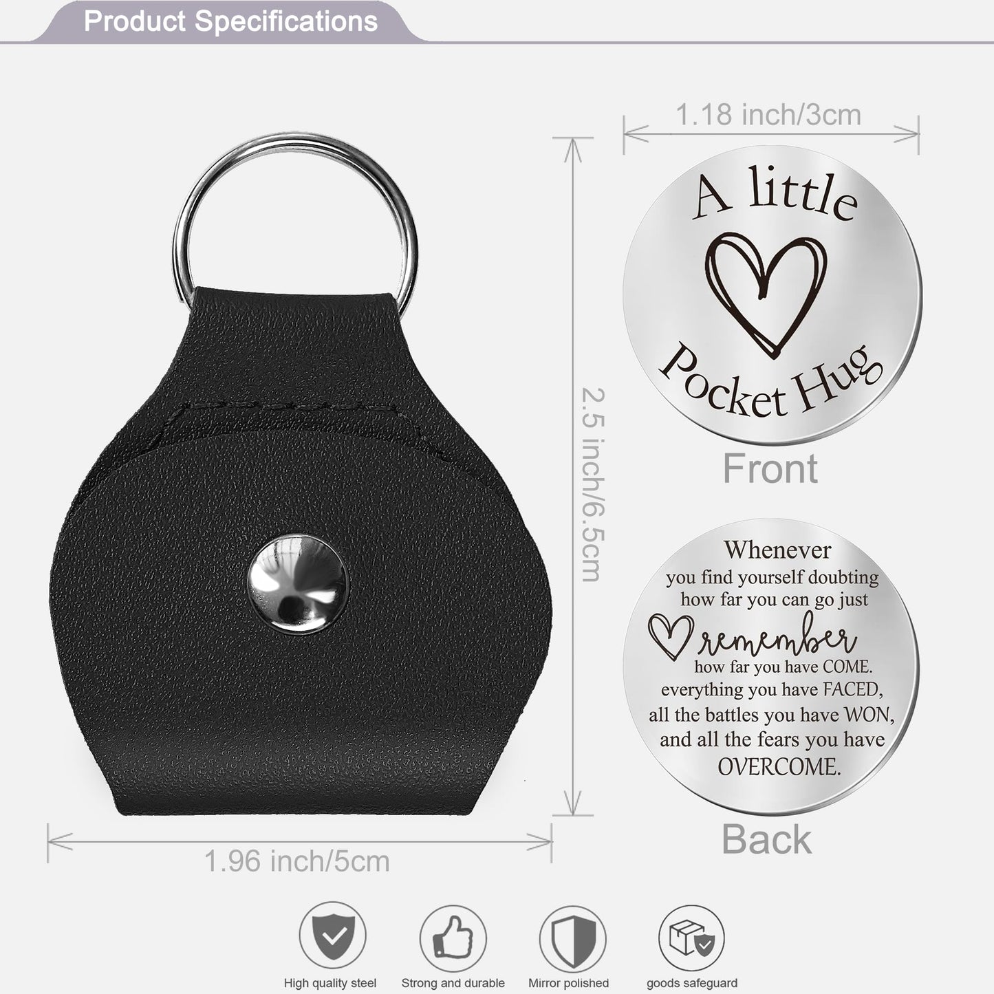 CINDYHE Pocket Hug Token keychain Gifts for Men Women Him Her Dad Mom Son Daughter Brothers Sisters Teacher Boy Girl Friends (Sobriety)