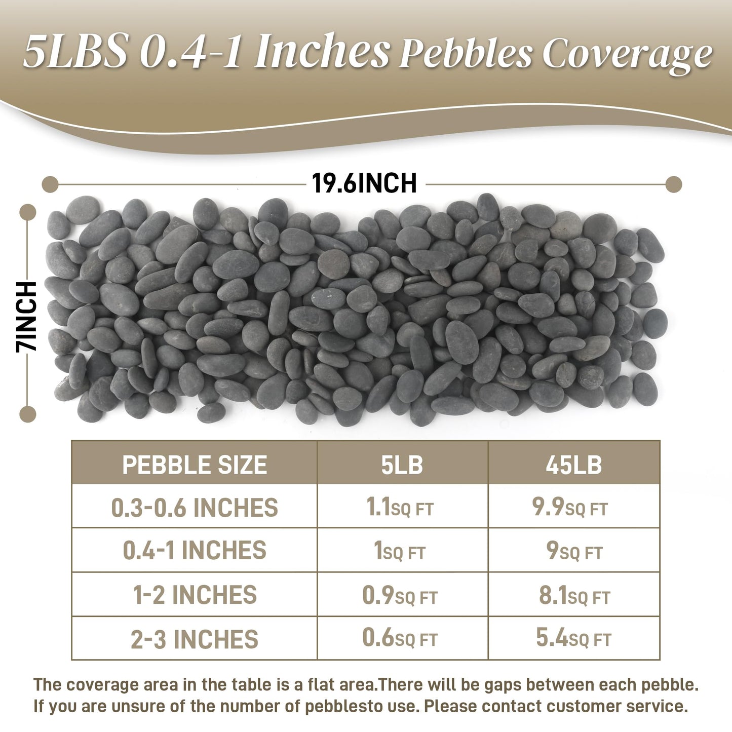 Quibbay 5 lbs Mexican Beach Pebbles, 0.4-1 Inch Natural River Rocks for Indoor Plants Vase Fish Tank Aquarium Fountain, Decorative Stone for Landscaping Garden Paving Walkways Backyard, Grey