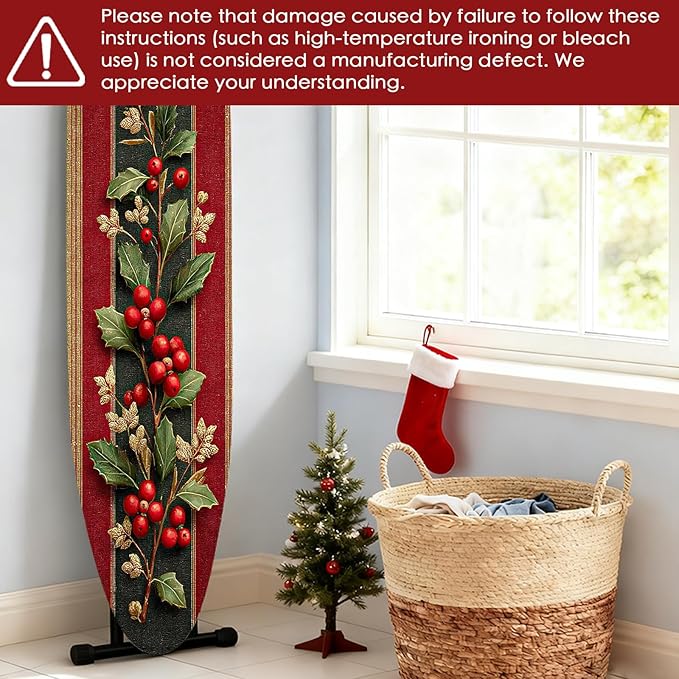 Nuxovilar Ironing Board Covers Winter Holly Berries Pattern Polyester 15x54