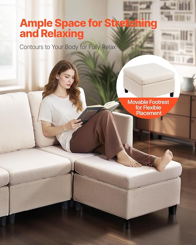 VEVOR Modular Sectional Sofa, 3-Seater Modular Sofa