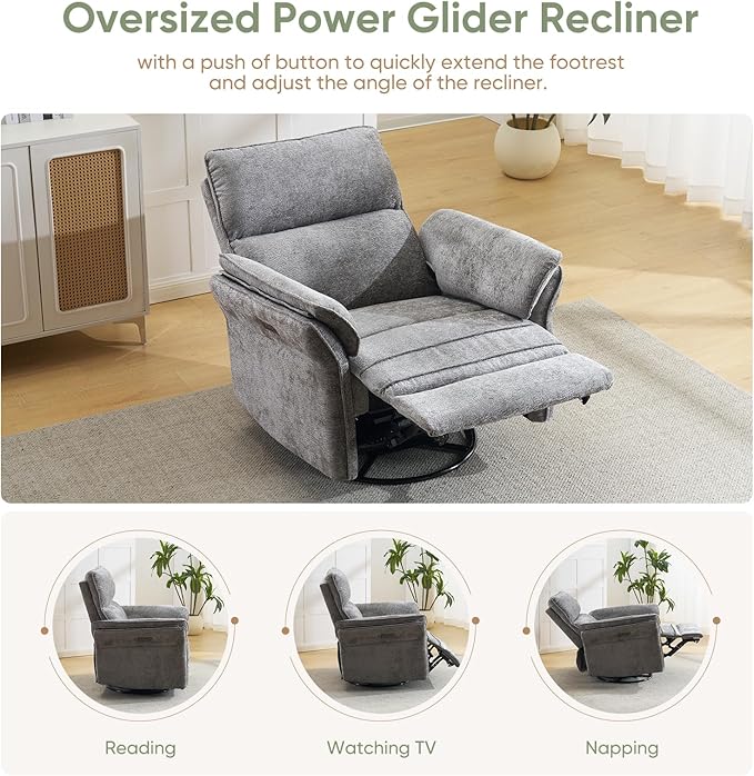 Oversized Power Recliner Chair Swivel Glider