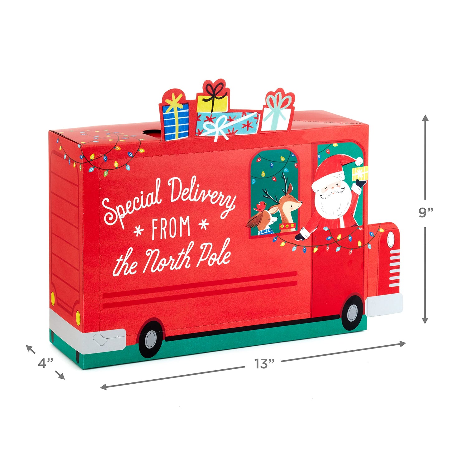 Hallmark Self-Sealing Christmas Gift Box Set with Zip Opening (Red Truck, Santa with Removable Beard Mask) for Kids & Grandchildren