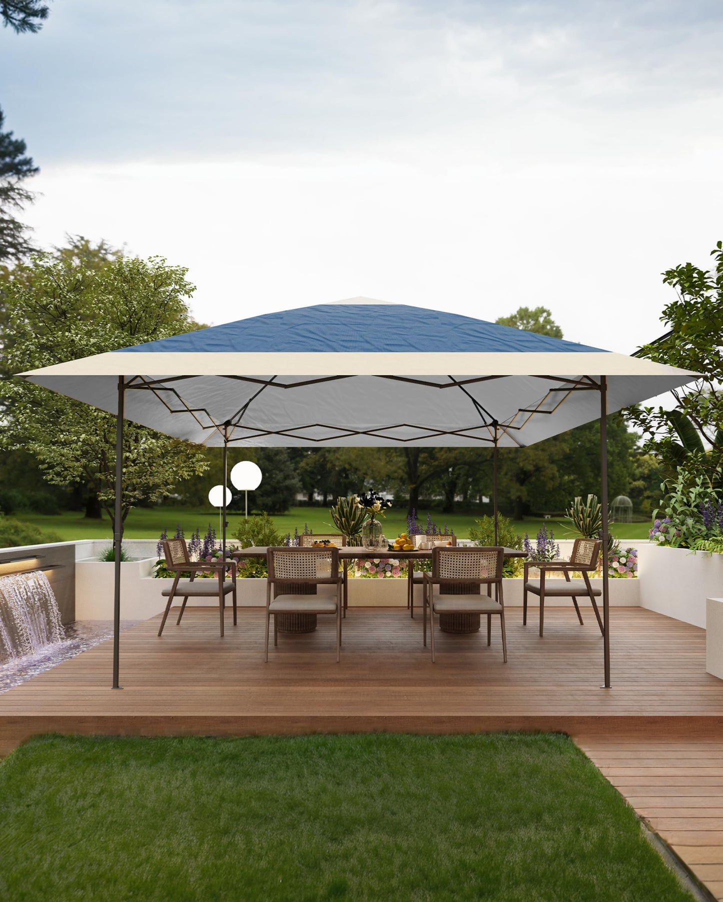 Pop Up Gazebo 13x13, Outdoor Canopy Shelter with 4 Stanbags, 8 Stakes Instant Gazebo Tent for Lawn, Garden, Backyard Deck - Navy Blue(Without Netting)