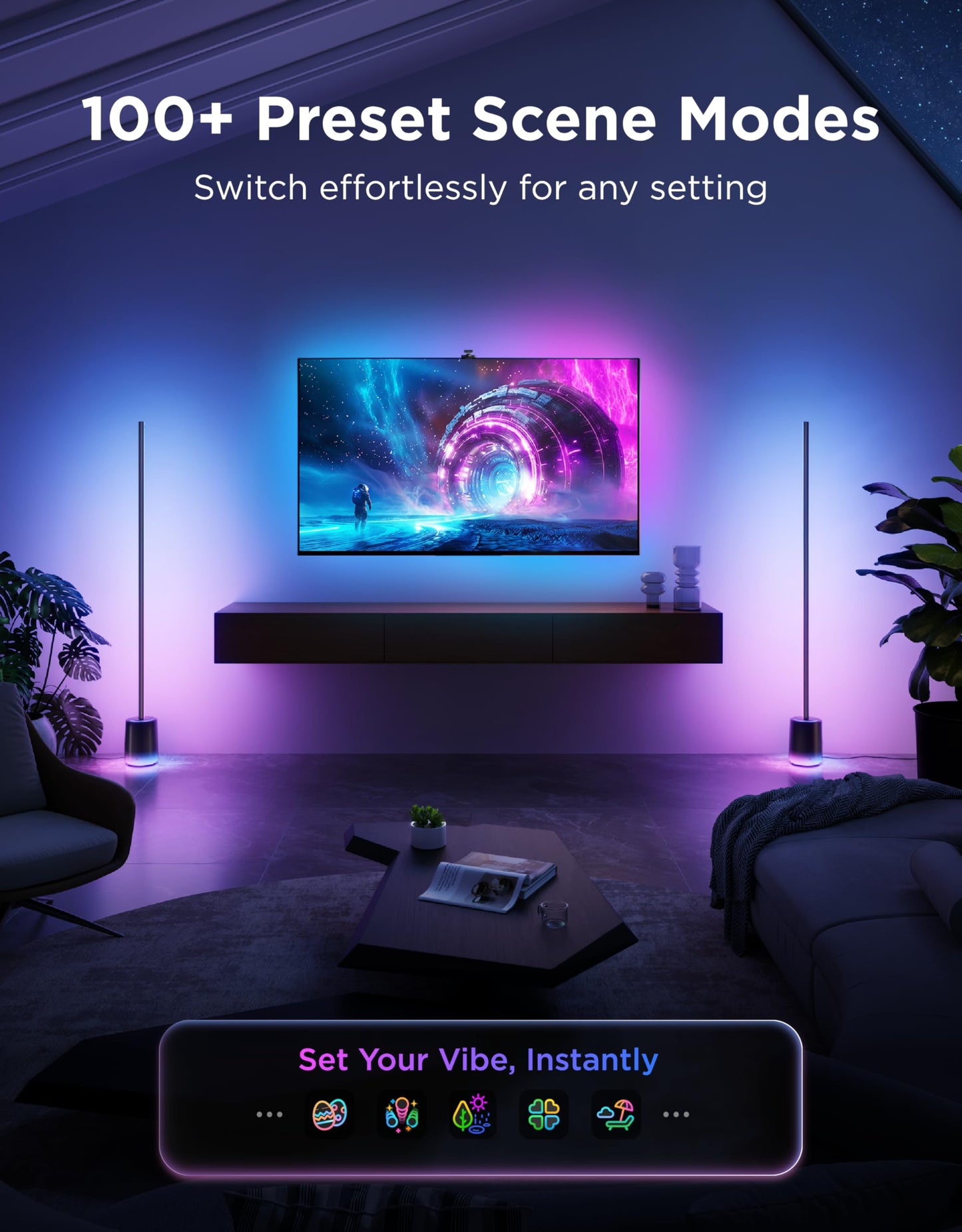 Govee Floor Lamp 3 with Luminblend+ Technology, 2100lm Standing Lamp, Work with Matter,1000K-10000K Modern Floor Lamps for Living Room, Bedroom, Office, Corner Lamp with Dynamic Scenes, DaySync
