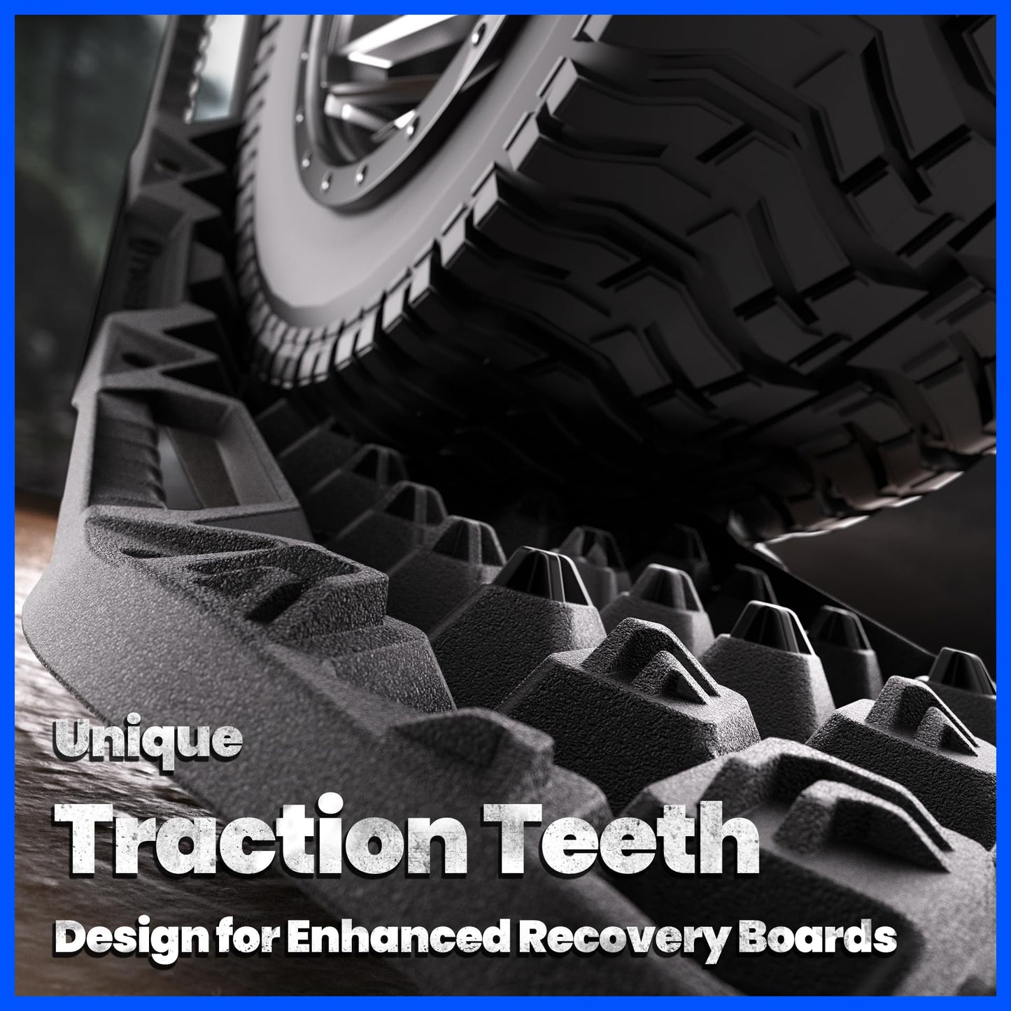 Tyger Auto Topo Off-Road Recovery Boards | Jack Lift Compatible | Extra Wide | Emergency Rescue on Mud, Snow, Sand for Trucks SUV | Tire Wheel Traction Mat Ramp Pads | Pair Set | Black | TG-RD2U22238