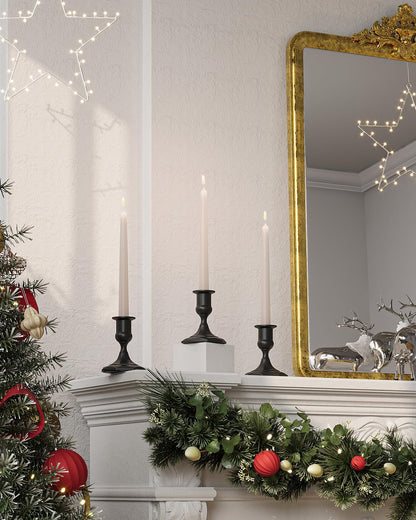 Viuieyid Matte Black Candle Holders Set of 2, Metal Candlestick Holders for Weddings, Dining, Housewarming Taper Candle Holders as Table or Mantel Centerpiece Christmas Candle Stick Holder Decor