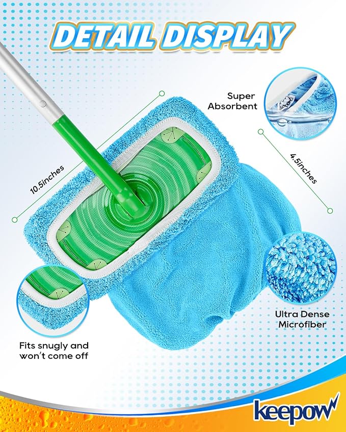 KEEPOW Reusable Dry Sweeping Cloths Microfiber Wet Pads Refill Compatible