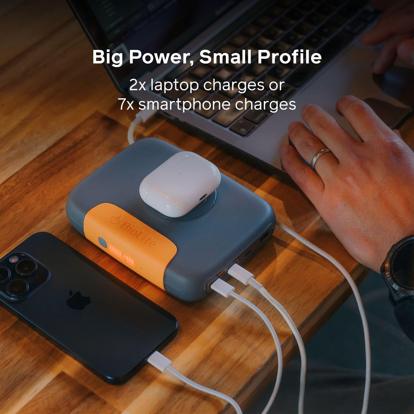 BioLite, Charge 20 PD, 6,000 mAh Multiple Device Portable Power Bank, 18 W USB-C in/Out and USB-A Out
