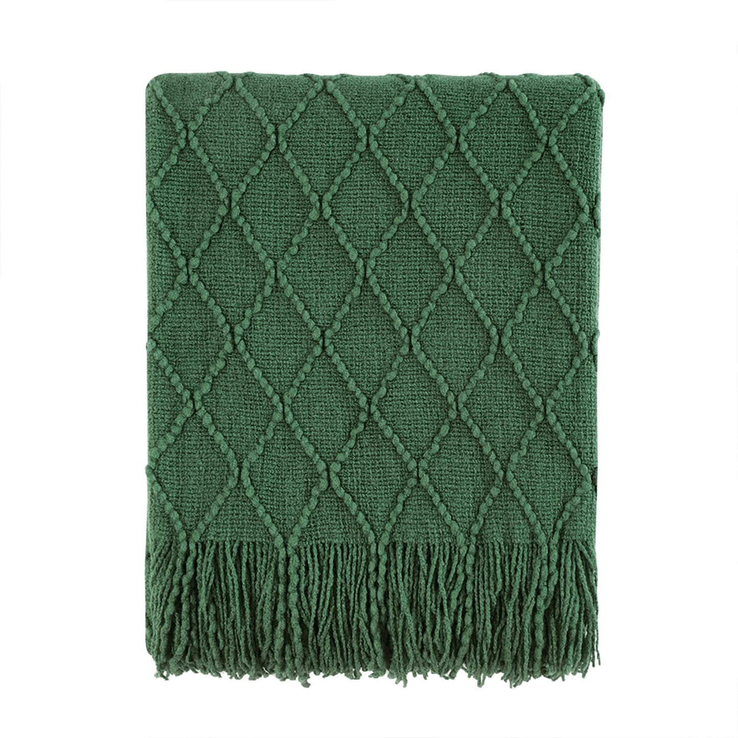BOURINA Green Throw Blanket 50x60 Inches Throw Textured Solid Soft Sofa Couch Decorative Knit Blanket