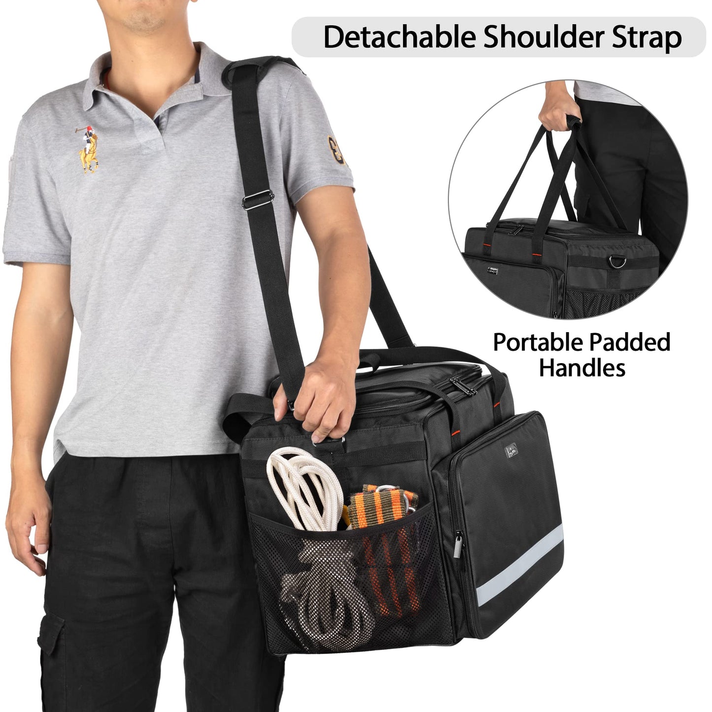 samdew Large Recovery Gear Bag, Recovery Equipment Bag for Offroad Gear Kit, Recovery Gear Box for Tire Repair Tools, Bag for Tow Straps, Shackles & Towing Accessories for Vehicle or Trucks, Bag Only