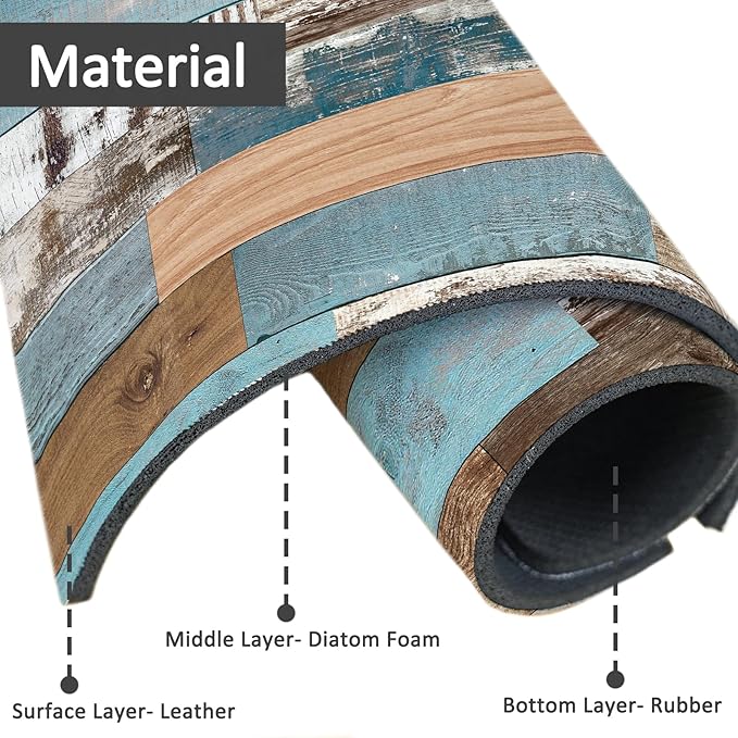 2PCS 15" X 5.5" Kitchen Sink Splash Guard Faucet Mat Wood Grain Super Absorbent