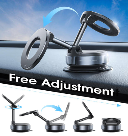 REOKILY 2026 Upgraded Vacuum Magnetic Car Phone Holder 360° Reinforced 96LBS Ultra Suction Cup Phone Mount for MagSafe Cell Phone Holders for Your Car/Gym/Mirror Mount for iPhone & Android