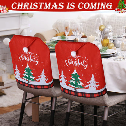 6 Pcs Christmas Chair Covers Santa Hat Red Slipcovers Chair Back Covers Xmas Chair Covers Decoration for Home Dinner Christmas Banquet Party Festival Decor, 23.6 x 19.6 Inch