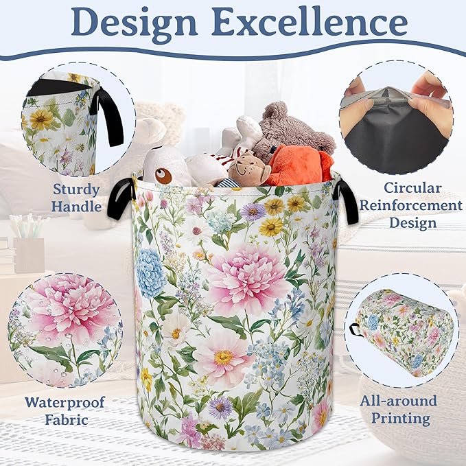 Watercolor Floral Laundry Hamper