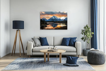 SKASNFAI Grand Teton National Park Canvas Wall Art Mountain Landscape Print Picture Framed Nature Wall Decor for Living Room Office (16L x 24W)