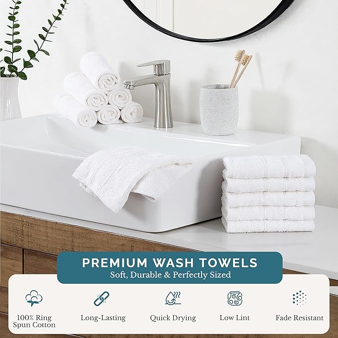 Casa Platino White Washcloths 12 Pack