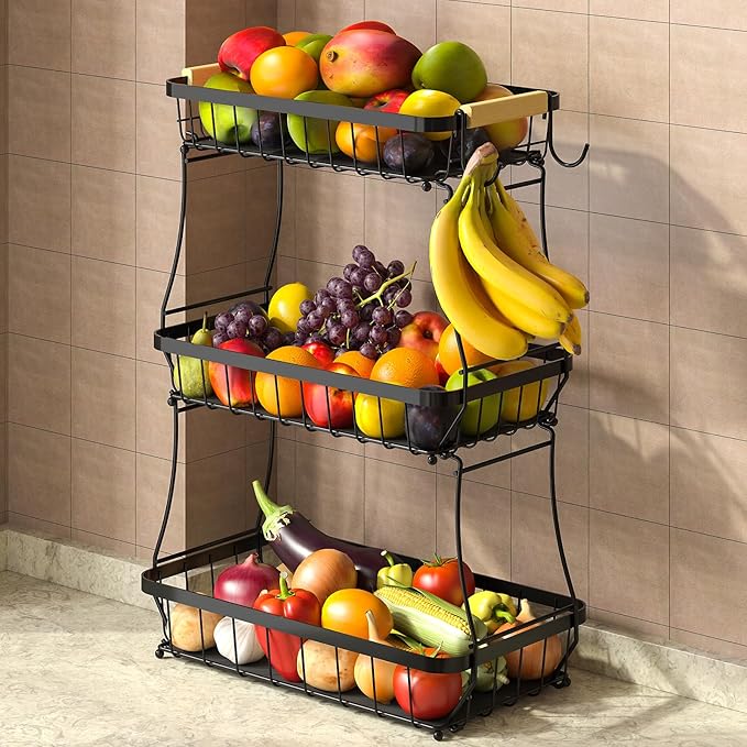 3 Tier Fruit Basket for Kitchen Counter